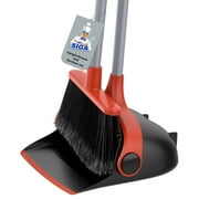 MR.SIGA Broom and Dustpan Set with Long Handle, Stand Upright Broom with Dustpan Combo for Floor Cleaning, Lightweight Sweeping Set for Indoor and Outdoor Use, 51.7"(131 cm) Long Handle, Black & Red