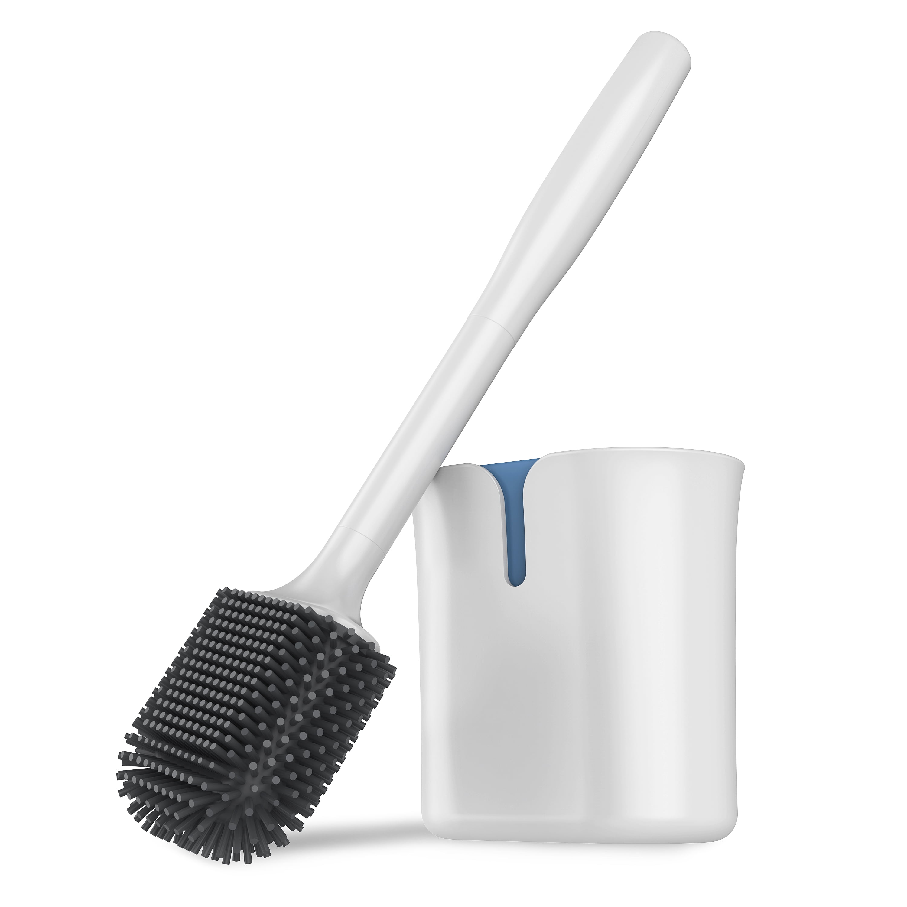 White Plastic Wall Mounted Toilet Brush and Holder Set