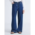 thumbnail image 1 of Free Assembly Women's Loose Fitting Wide Leg Jeans with Adjustable Tie Waist, 32" Inseam, Sizes 0-26, 1 of 6
