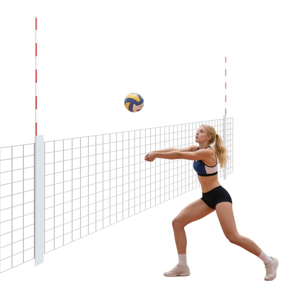MR Volleyball Antenna Set, Antenna Poles with Sleeve, Fiberglass Collapsible Volleyball Referee Equipment Training Equipment Indoor Outdoor Beach Play, 1 Pair
