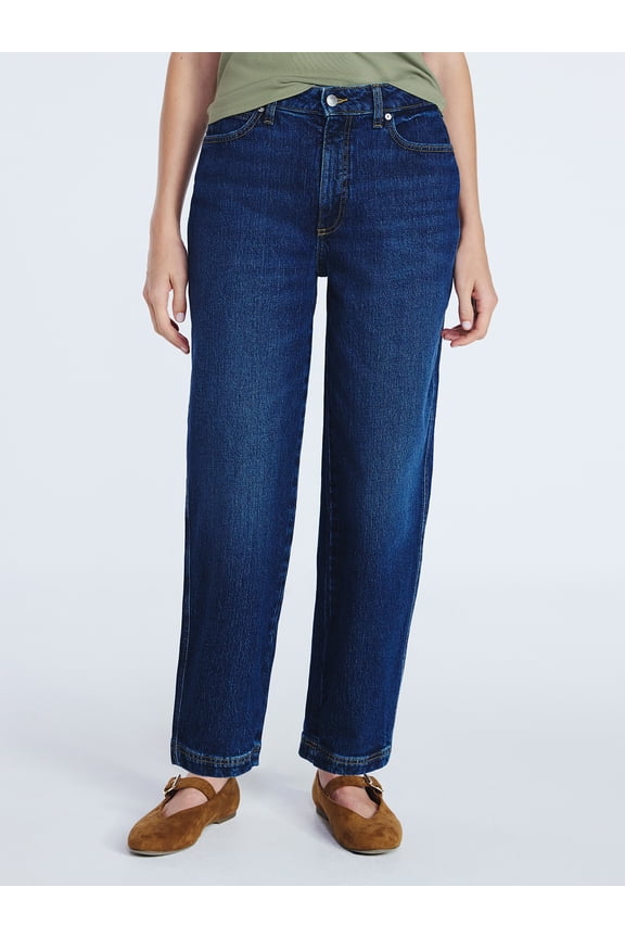 Women's Mid Rise Wide Hem Barrel Jeans, 28" Inseam, Sizes 0-20