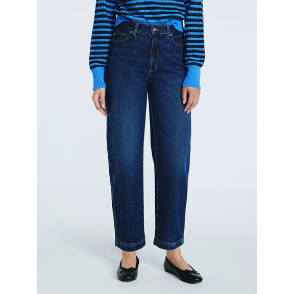 Free Assembly Women's Midrise Wide Leg Release Hem Jeans, 24" Inseam, Sizes 0-20