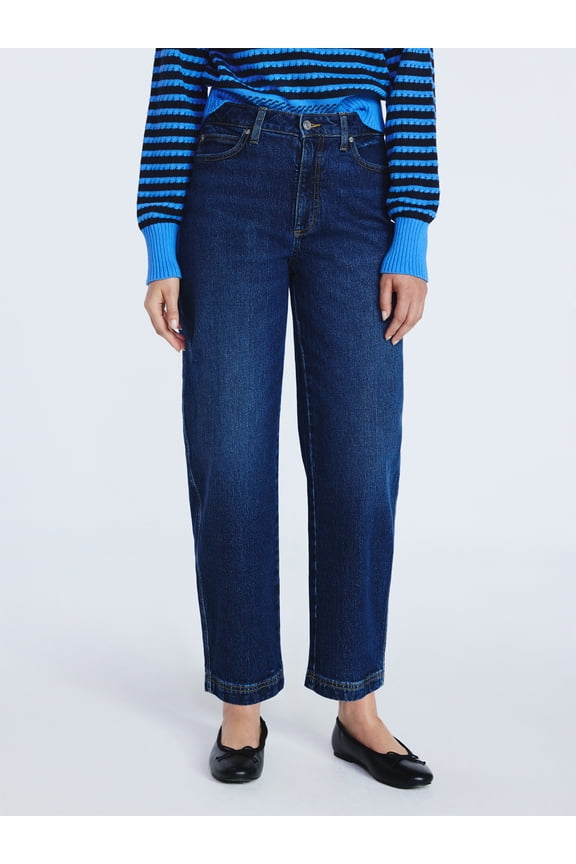 Women's Midrise Wide Leg Release Hem Jeans, 24" Inseam, Sizes 0-20