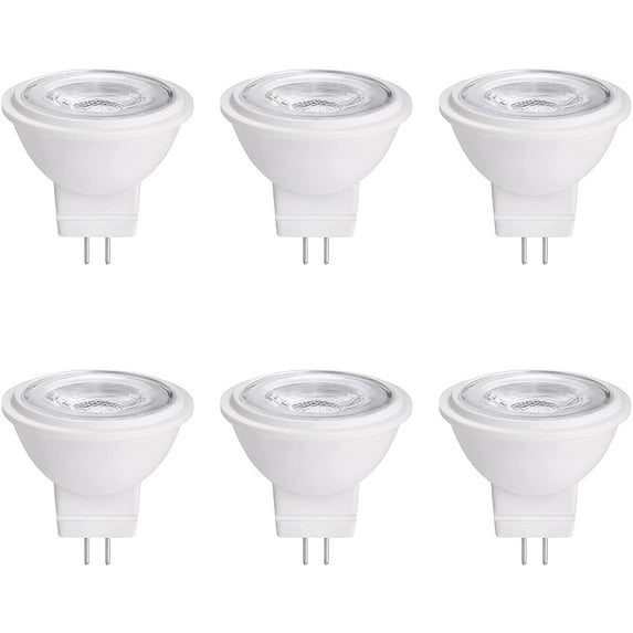 MR11 Gu4.0 Bi-pin LED Light Bulb 3W 12VAC/DC Low Voltage LED Spotlights Warm White 2700K-3000K for Outdoor Landscape Lighting and Indoor Recessed/Track Lights 6pcs