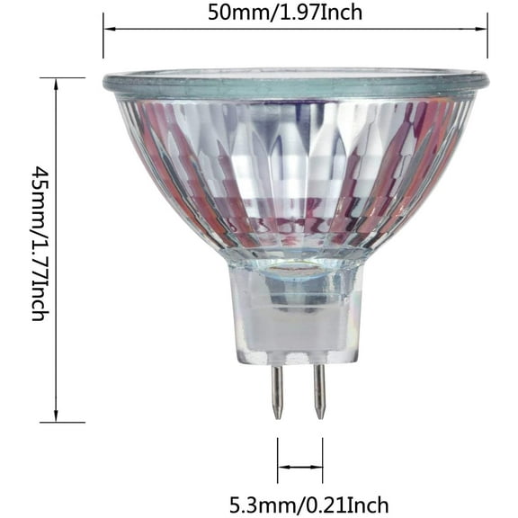 MR16 12v 20w Halogen Light Bulbs(6 Pack) - 12 Volt Bi Pin Base,High Lumens, Precision Halogen Reflector Fiber Optic Light Bulb, Glass Cover,6 Pack