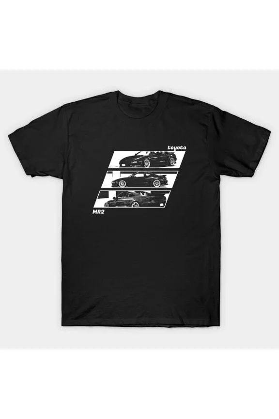 MR2 MK2 Black and White Retro Archive Car Enthusiast Graphic Unisex T-Shirt, up to size 5XL