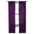 thumbnail image 1 of MR2 Purple 2-PC Set rod pocket faux silk window curtain treatment set of two 2 solid semi sheer voile panels 55" W x 95" L (Each), 1 of 3