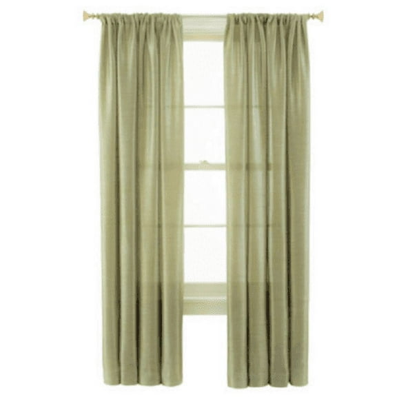 MR2 Sage 2-PC Set rod pocket faux silk window curtain treatment set of two 2 solid semi sheer voile panels 55" W x 95" L (Each)