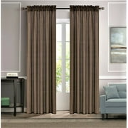 MR2 brown 2-piece set Rod Pocket Faux Silk Window Curtain Treatment, Set of 2 Solid Semi Sheer Panels 55" W x 84" L each