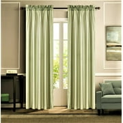 SAMIMPORT-2011 MR2 sage 2 piece rod pocket faux silk window curtain treatment set of two 2 solid semi sheer panels 55" wide x 63" long each