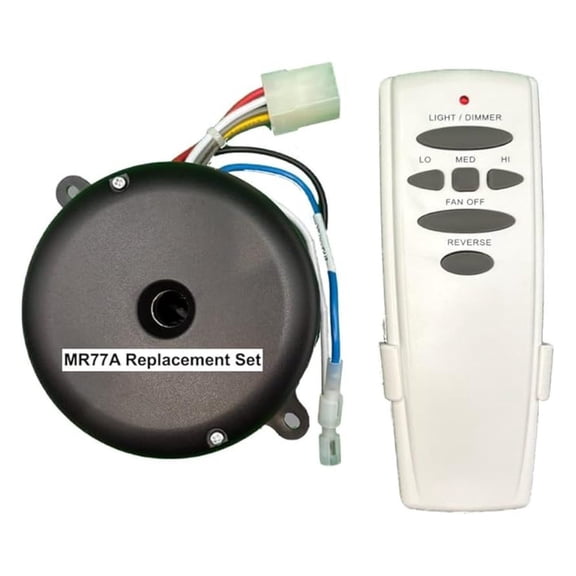 MR77A Replacement Ceiling Fan Control Set for The Hampton Bay Altura Model 68". The new UC7301R-03 Receiver and UC7078T, White, Control are Plug & Play.