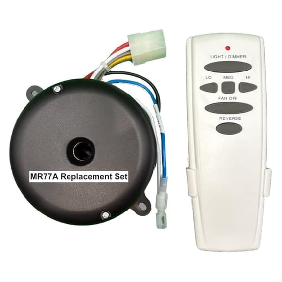 MR77A Replacement Ceiling Fan Control Set for The Hampton Bay Altura Model 68". The New UC7301R-03 Receiver and UC7078T Control are Plug & Play.