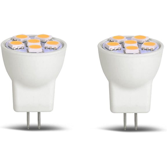 MR8 Light Bulb LED Replacement For Mini Halogen Recessed Lamps 12 Volt 1" Diameter GU4 RV Boat Camper Yacht Train Motor Home Interior Tiny House Ship Van Truck Sprinter Lighting - Warm White - 2 Pack