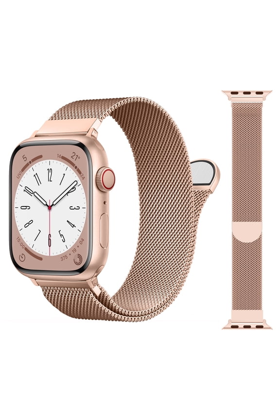 Patented Milanese Loop Compatible with Apple Watch Band Series 9 8 7 6 5 4 3 Ultra 2 1 SE for Women Men, Magnetic Stainless Steel Clasp for iWatch Bands 41mm 40mm 38mm