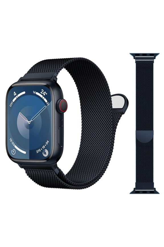 Patented Milanese Loop Compatible with Apple Watch Band Series 9 8 7 6 5 4 3 Ultra 2 1 SE for Women Men, Magnetic Stainless Steel Clasp for iWatch Bands 49mm 45mm 44mm 42mm