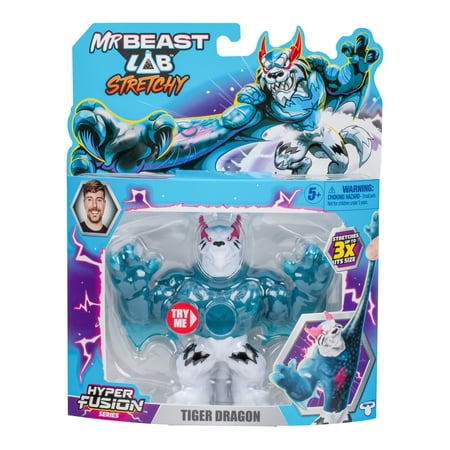 MrBeast Lab Hyper Fusion Tiger Dragon 5 Inch Stretchy Hero,Stretch Up To 3 Times His Size, Ages 5+