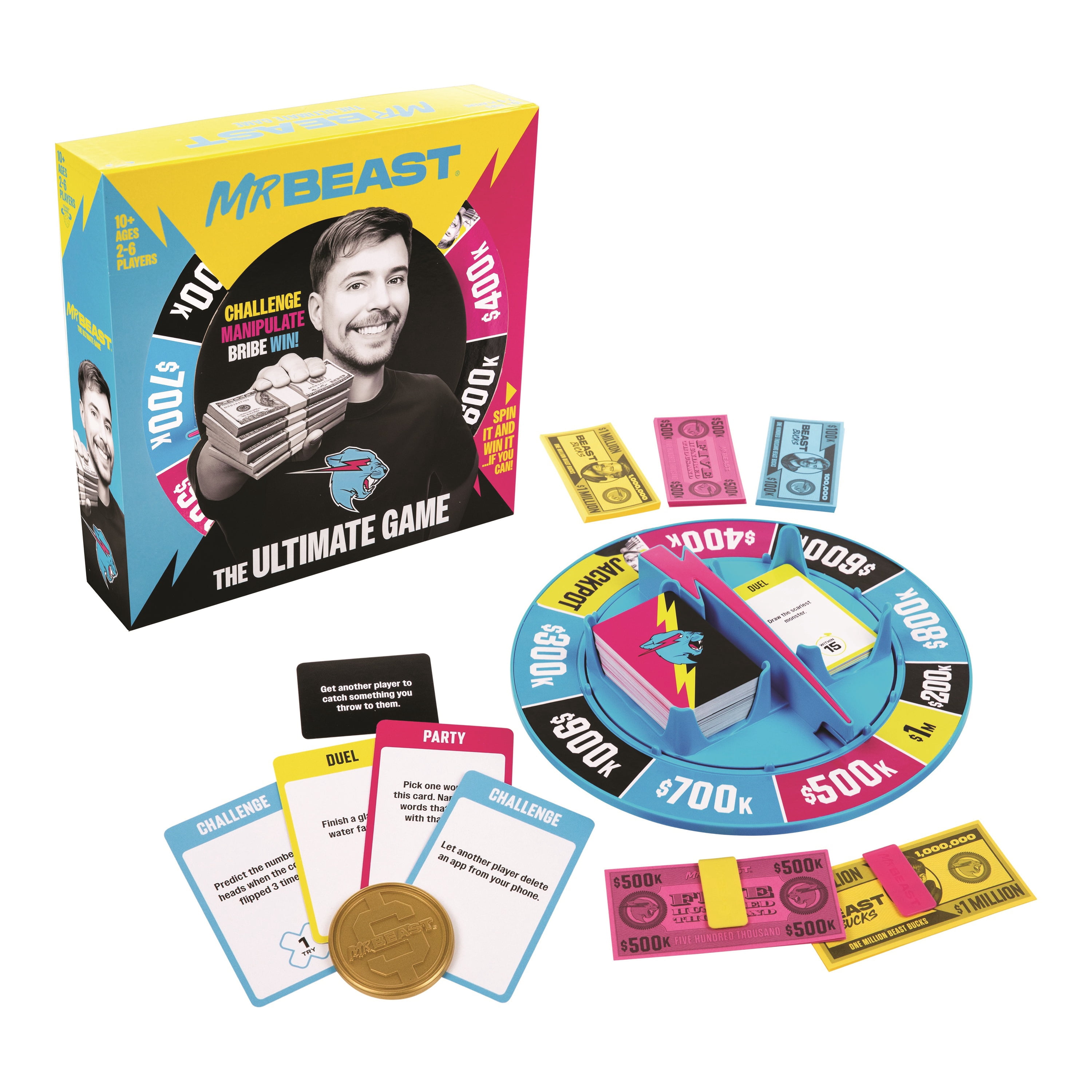 Mr.Beast The Ultimate Game. Hilarious Party Game for Friends, Challenge, Manipulate, and Bribe Your Friends to Collect Cash and Win, Ages 10+