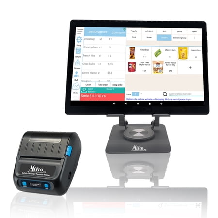 MRBOSS Mobile POS Cash Register 10.1” Tablet 3" 80mm Receipt Printer Software app for Small Business Restaurant Retail Grocery Convenience Mobile Food Dining car