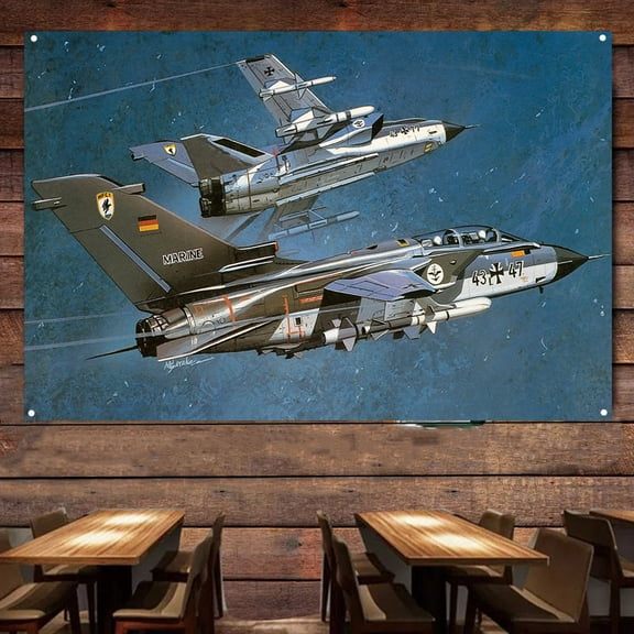 MRCA 200 Tornado Fighter Bomber Poster Wall Flag - Air Force Attack Aircraft Canvas Print Painting - Military Aviation Wall Art Decor Banner - Best Gift For Army Fans 38" x 57"