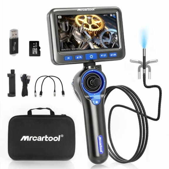 Mrcartool 4-Way Articulating Borescope, 360 1080P Endoscope Camera 6.25mm IP67 Waterproof Probe, 2600mAh Battery, 3.3FT