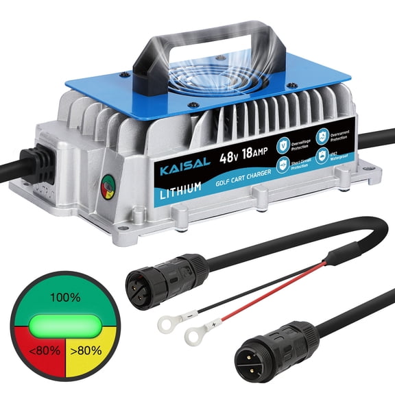 MRCARTOOL Battery Charger Lithium Golf Cart Battery Charger for 48V Lithium Iron Phosphate LiFePO4 Battery Waterproof IP65