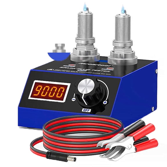 MRCARTOOL H90 Automotive Spark Plug Tester Dual Holes Engine Ignition Coil Tester 500~9000rpm Ignition Plug Analyzer for DC 12V Vehicles