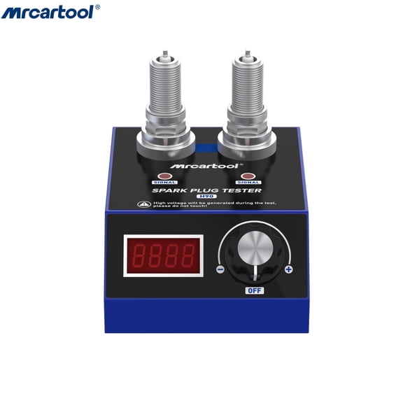 MRCARTOOL H90 Automotive Spark Plug Tester Dual Holes Engine Ignition Coil Tester 500~9000rpm Ignition Plug Analyzer for DC 12V Vehicles