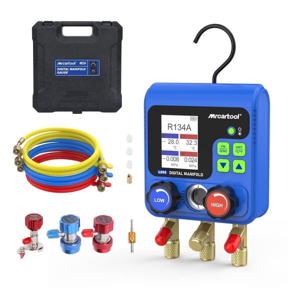 MRCARTOOL L205 Digital Manifold Gauge Set HVAC Gauges with 92 Refrigerants for Refrigerant Charging Vacuum Test and Leak Detection