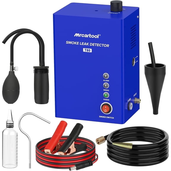 MRCARTOOL T80 Automotive Smoke Machine Leak Detector, EVAP Vacuum Smoke Tester Machine with Liquid Level Gauge, Built-in Air Pump Smoke Detector for All DC 12V Vehicles