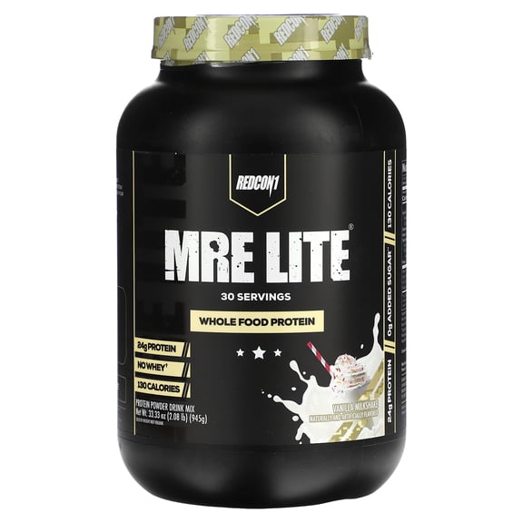 MRE Lite Real Whole Food Meal Replacement Protein Powder Drink Mix - Vanilla (1.92 Lbs. / 30 Servings)