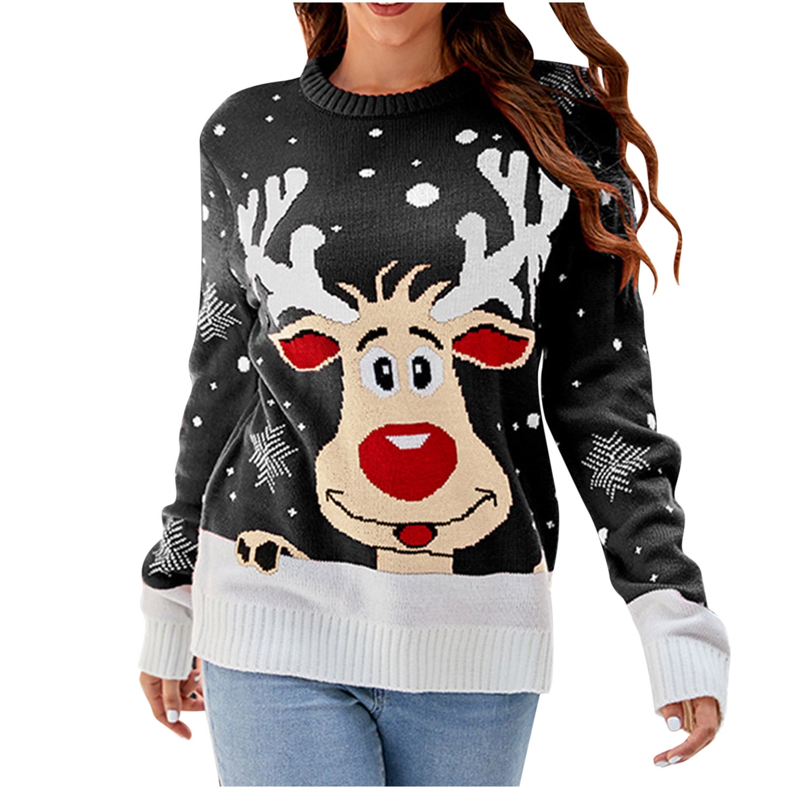 MRGIINRI Ugly Christmas Sweater for Women Fashion Novelty Knitted Xmas
