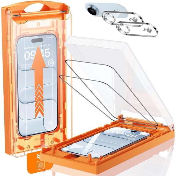 MRGLAS TOP 9H+ Glass 2+2 Packs for iPhone Screen Protector with Camera Lens Protector [Zero Bubble, Auto-Dust Removal] [10X Military Protection] iPhone 6.5" Tempered Glass Full Edge Coverage Y201