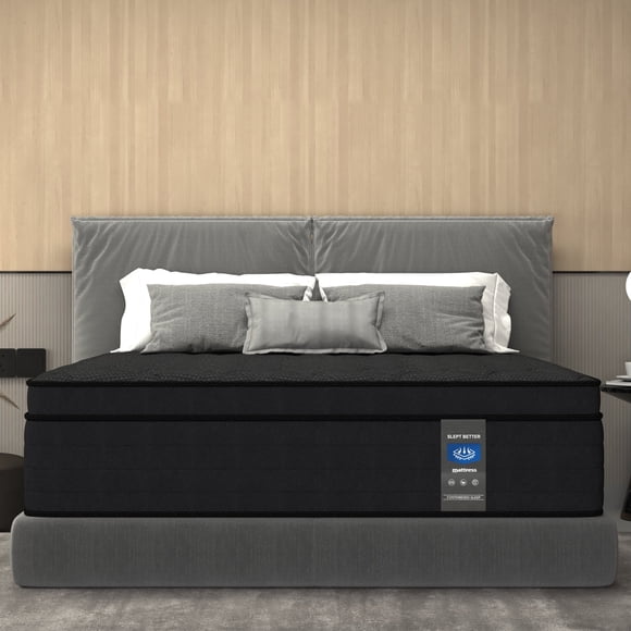 MRH Full Mattress 12 Inch Euro Top Mattress in a Box Memory Foam Hybrid Mattress with individually Pocket Springs Med Black