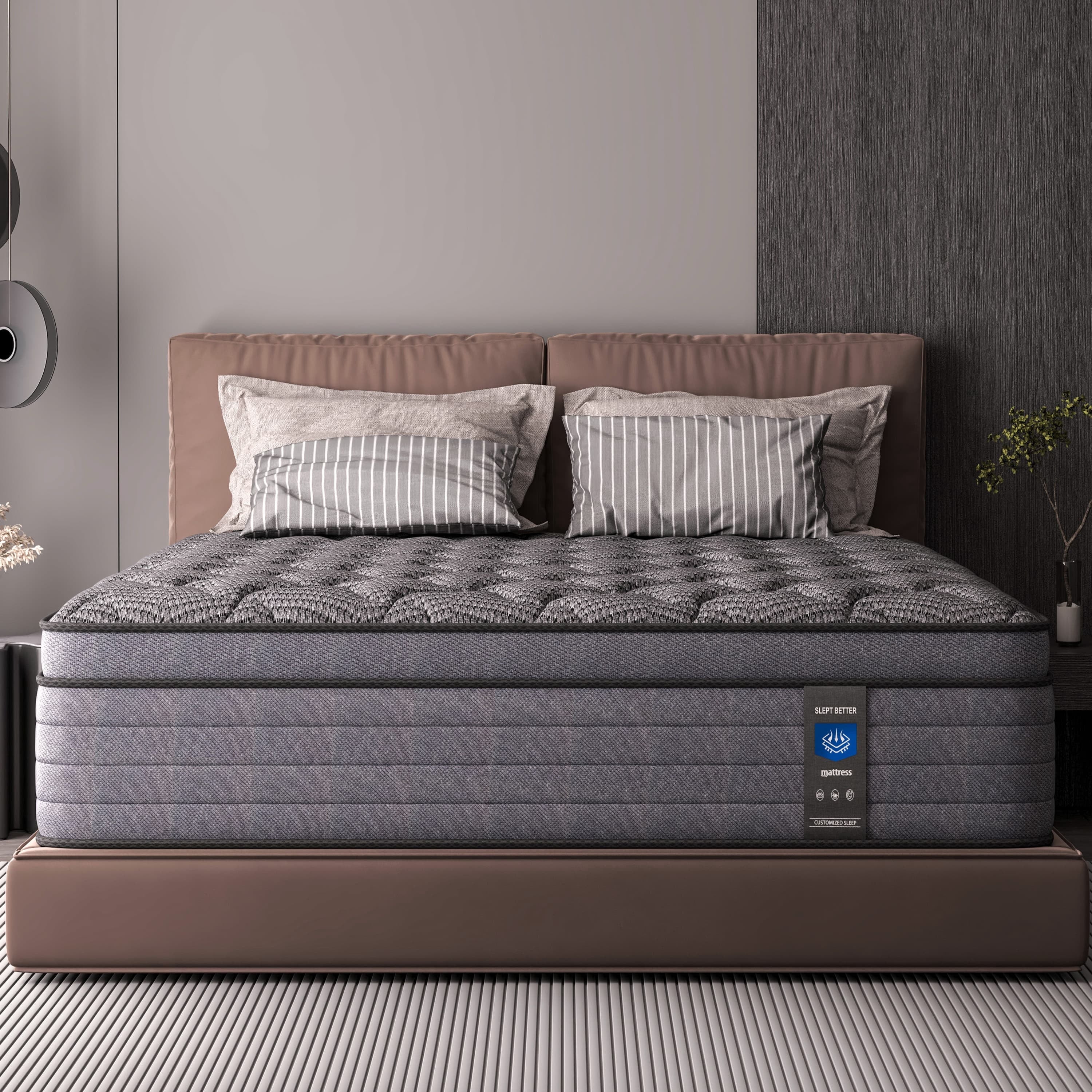 MRH 14 inch Full Euro Top Hybrid Mattress in a Box, Medium, Individually Pocket Springs, Black