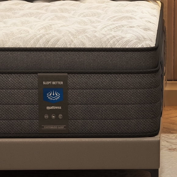 MRH Queen Mattress 12 Inch Euro Top Mattress in a Box Memory Foam Hybrid Mattress with individually Pocket Springs Medium Firm Strong Edge Support White with Black rim