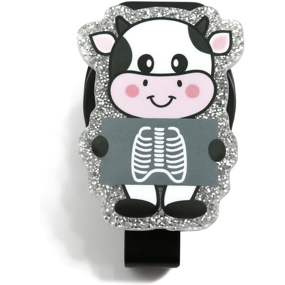 MRI Safe Cow Badge Reel Cute Glitter Cow Design, Radiology Tech ID Holder, MRI Technologist Gift, Cute Badge Clip for MRI Techs