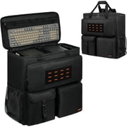 MRINCA Portable Atx Mid-Tower Pc Travel Case Backpack, Gaming Computer Carrying Bag with Pockets for Keyboard, Mouse, Cables, Adjustable Straps
