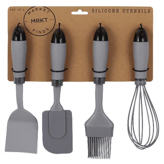 MRKT FINDS Non-Stick Kitchen Utensil set (4, Gray)
