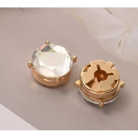 MRLESS Rhinestone Crystal Button Covers for Formal Shirts, 1 Pair Elegant Business Shirt Accessories Enhancers