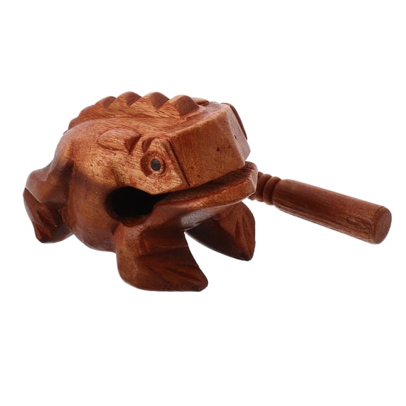 MRLESS 1 Set Frog Ornament Mini Frog Sculpture Frog Desk Ornament Wood Frog Instrument Small Percussion Instrument Frog Guiro Decor