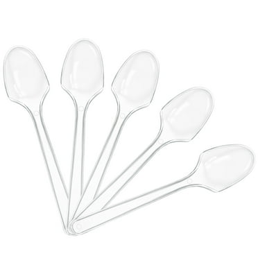 MRLESS 100 Clear Plastic Spoons, Heavy Duty Disposable Silverware
