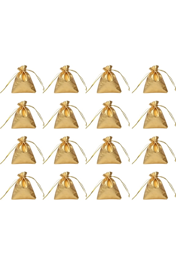 100pcs 9x12cm Jewelry Storage Bags, Wedding Pouches, Jewelry Holder Bundle, Golden Color, Small Organza Drawstring Bags