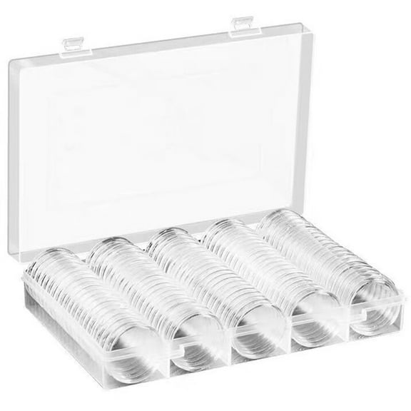 MRLESS 100pcs Transparent Capsules with Clear Protective Holders for Storage and Display Box