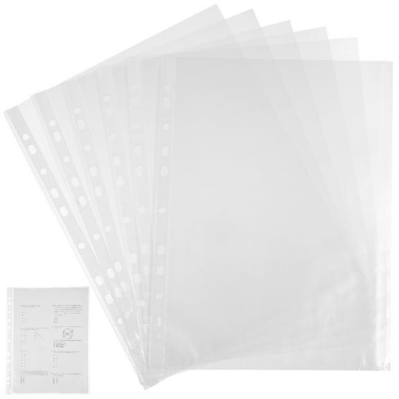 MRLESS 100pcs Sheet Protectors Clear Binder Sleeves Top Loading Binder Sleeves Punched Page Protectors 11 Holes