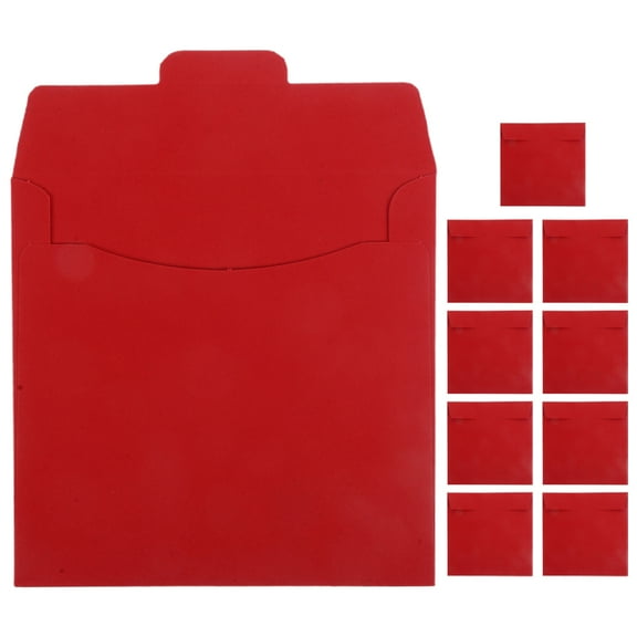 MRLESS 10Pcs CD Sleeves Paper DVD Envelopes Blank CD Paper Cardboard CD Paper Storage Holder Covers Packaging Sleeves Red