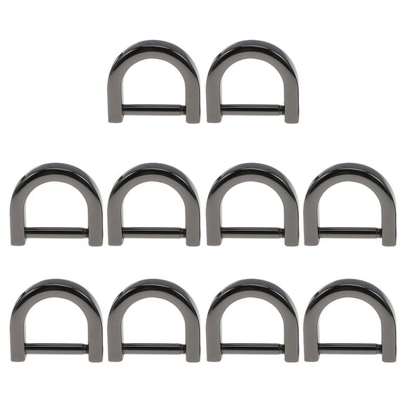 MRLESS Set of 10 Black Metal D-Ring Buckles 13mm for DIY Bags and Purses Accessories
