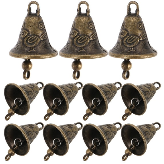 MRLESS Set of 10 Metal Vintage Cow Bells Charms for Wind Chimes, Weddings, Parties, Christmas Wreath Decorations