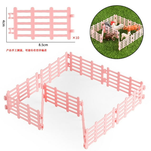 MRLESS 10pcs Miniature Plastic Fence Panel Mini Farm Fence Model Dollhouse Farm Kit Farm Animals Fence Figurines for Miniature Garden Play Accessories