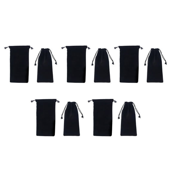 MRLESS 10-Pack Portable Black Watch Bags with Drawstring, Jewelry Pouches, Gift and Storage Multifunctional Bags