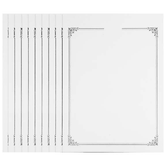 MRLESS 10pcs Silver Foil Blank Certificate Paper with Foil Border, Achievement & Diploma Cardstock for Graduation and Awards